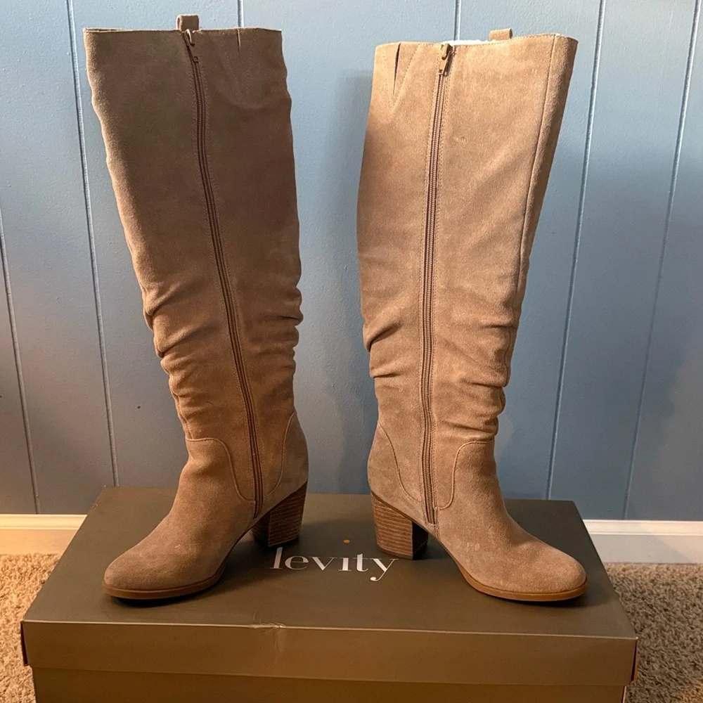 Levity Over the Knee Tan Suede Boots - Picture 2 of 4